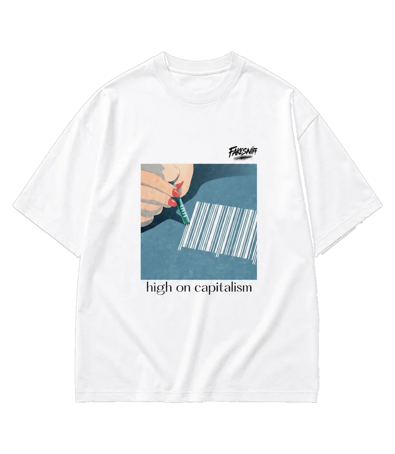 HIGH ON CAPITALISM, white, front